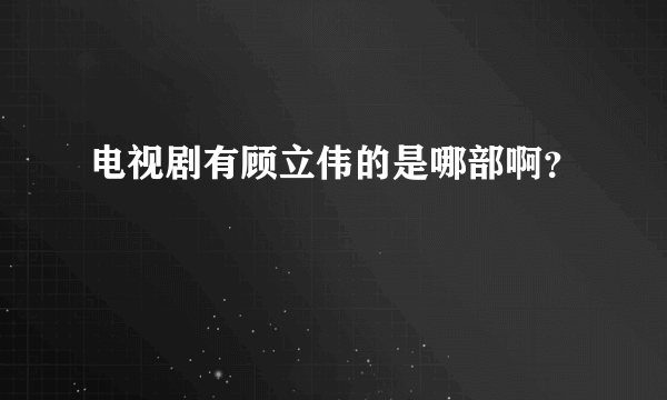电视剧有顾立伟的是哪部啊？