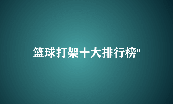 篮球打架十大排行榜