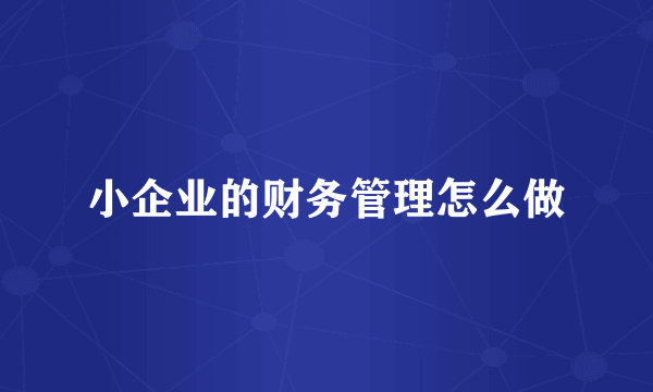 小企业的财务管理怎么做