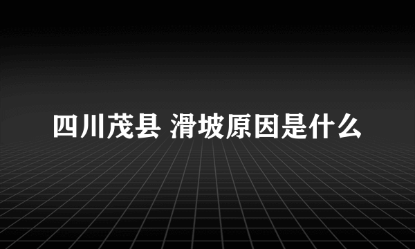 四川茂县 滑坡原因是什么