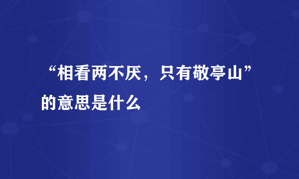“相看两不厌，只有敬亭山”的意思是什么