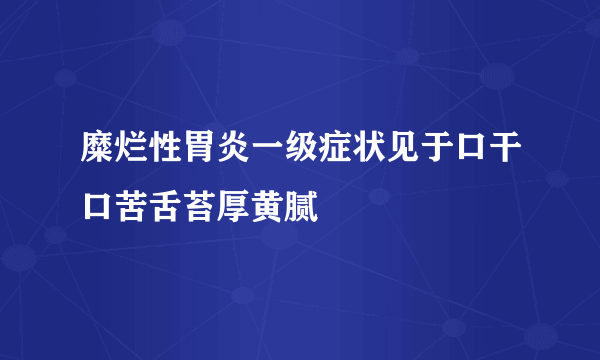 糜烂性胃炎一级症状见于口干口苦舌苔厚黄腻