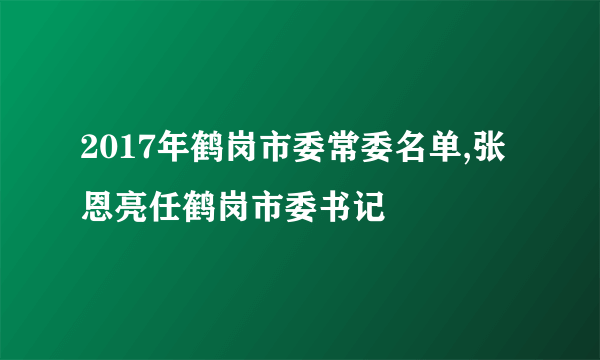 2017年鹤岗市委常委名单,张恩亮任鹤岗市委书记