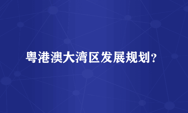 粤港澳大湾区发展规划？