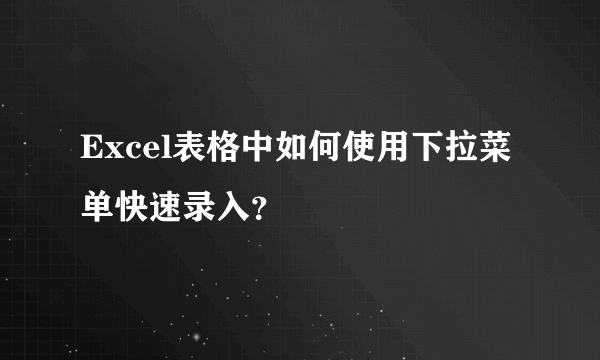 Excel表格中如何使用下拉菜单快速录入？