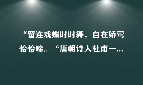 “留连戏蝶时时舞，自在娇莺恰恰啼。“唐朝诗人杜甫一首《江畔独...