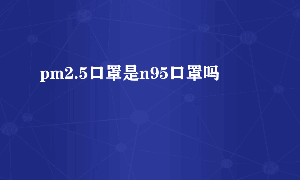 pm2.5口罩是n95口罩吗