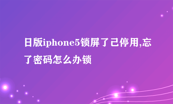 日版iphone5锁屏了己停用,忘了密码怎么办锁