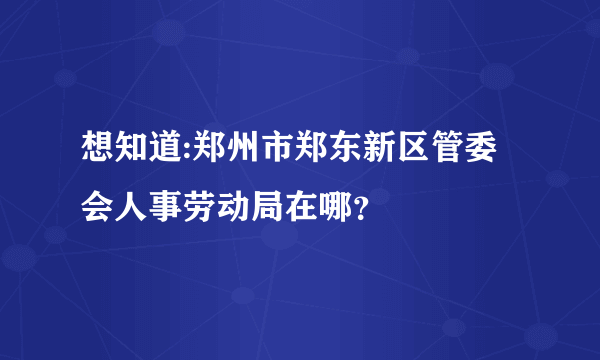 想知道:郑州市郑东新区管委会人事劳动局在哪？