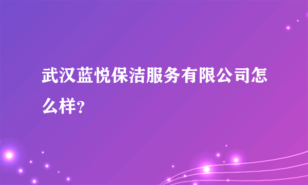 武汉蓝悦保洁服务有限公司怎么样？