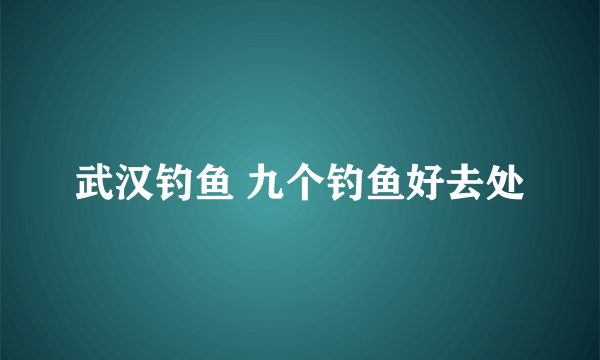 武汉钓鱼 九个钓鱼好去处