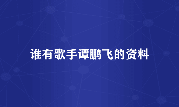 谁有歌手谭鹏飞的资料