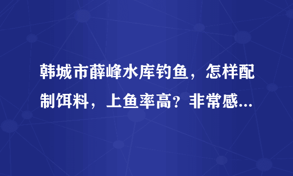 韩城市薛峰水库钓鱼，怎样配制饵料，上鱼率高？非常感谢哪位钓友能帮帮我。