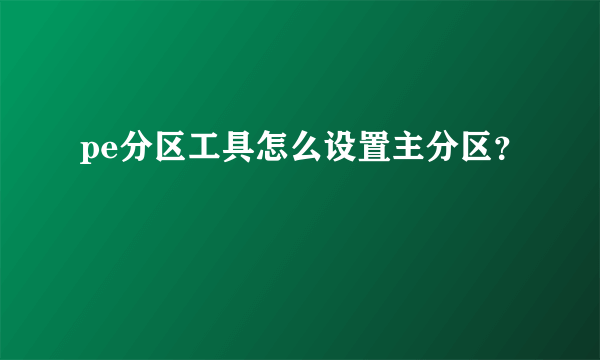 pe分区工具怎么设置主分区？