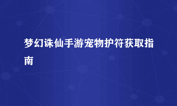 梦幻诛仙手游宠物护符获取指南