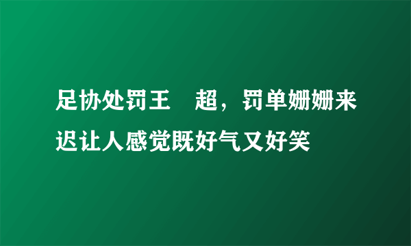 足协处罚王燊超，罚单姗姗来迟让人感觉既好气又好笑