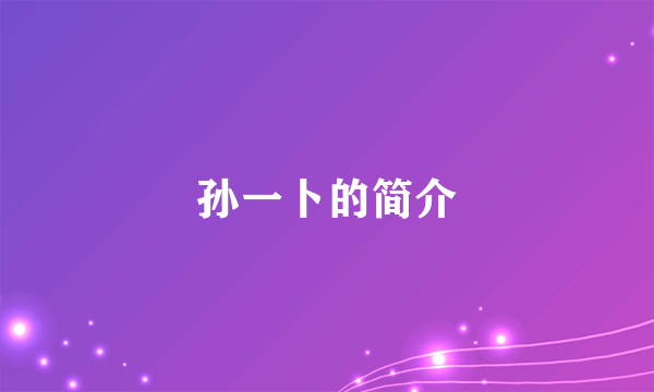 孙一卜的简介