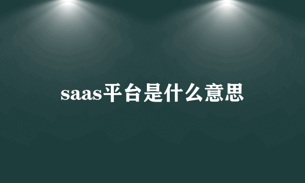 saas平台是什么意思