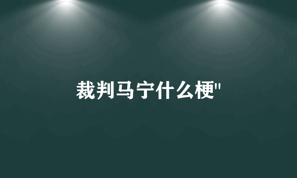 裁判马宁什么梗