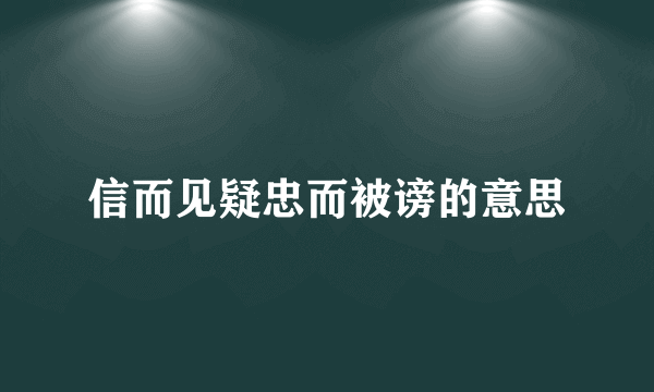 信而见疑忠而被谤的意思