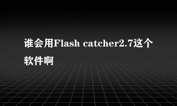 谁会用Flash catcher2.7这个软件啊