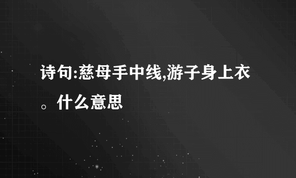 诗句:慈母手中线,游子身上衣。什么意思