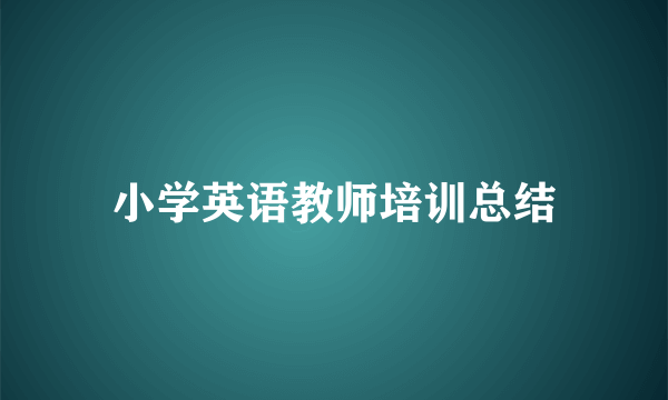 小学英语教师培训总结