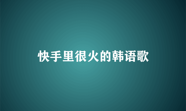 快手里很火的韩语歌