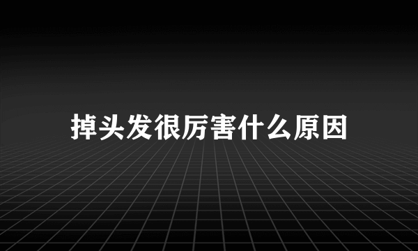 掉头发很厉害什么原因