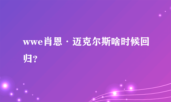 wwe肖恩·迈克尔斯啥时候回归？