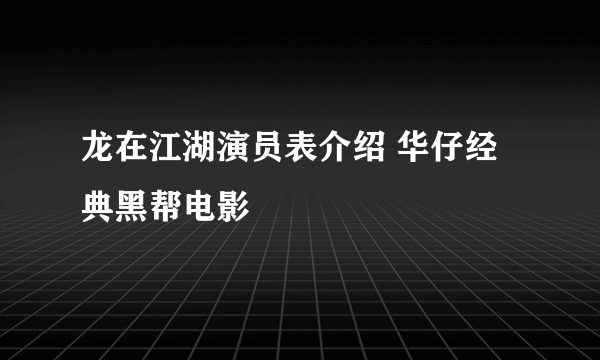 龙在江湖演员表介绍 华仔经典黑帮电影