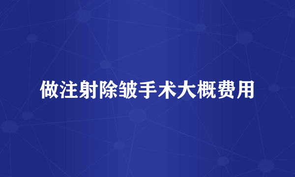 做注射除皱手术大概费用