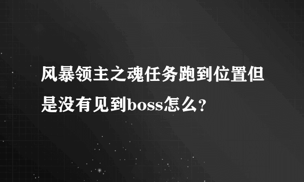 风暴领主之魂任务跑到位置但是没有见到boss怎么？