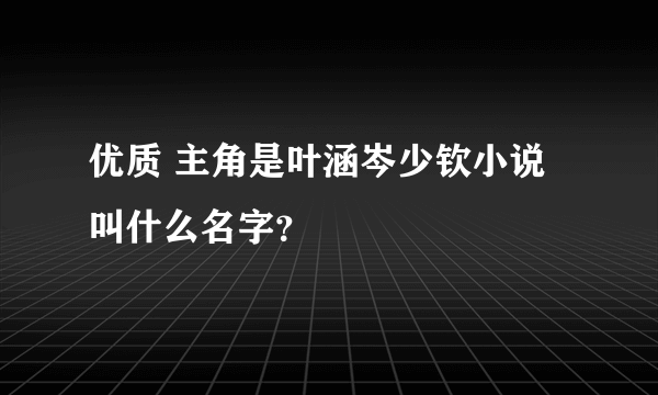 优质 主角是叶涵岑少钦小说叫什么名字？