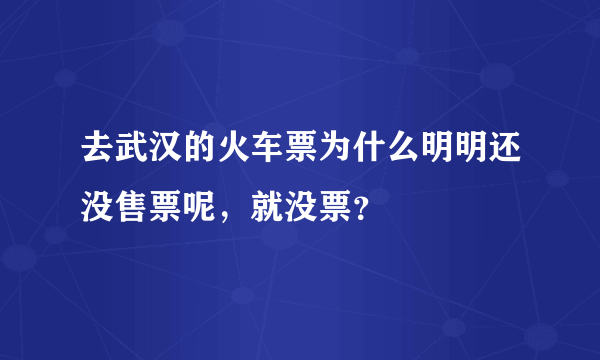去武汉的火车票为什么明明还没售票呢，就没票？