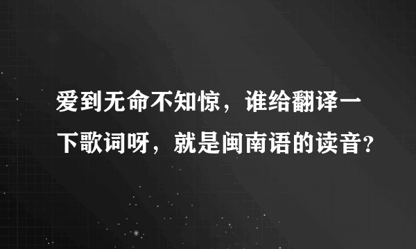 爱到无命不知惊，谁给翻译一下歌词呀，就是闽南语的读音？