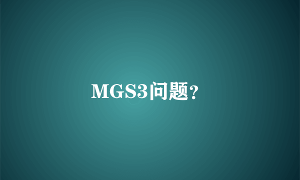 MGS3问题？