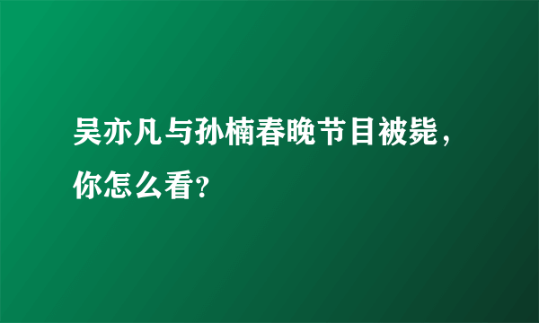 吴亦凡与孙楠春晚节目被毙，你怎么看？