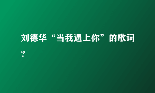 刘德华“当我遇上你”的歌词？
