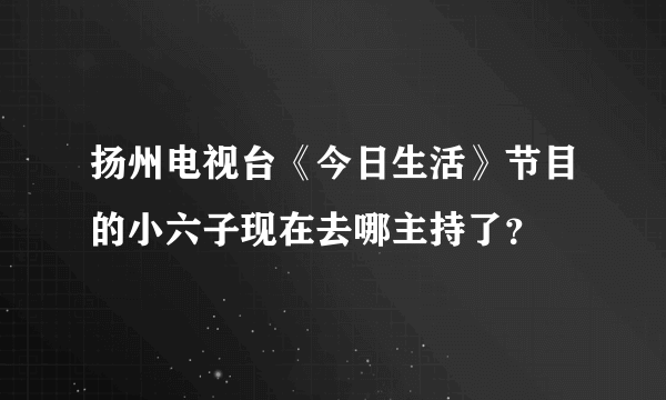 扬州电视台《今日生活》节目的小六子现在去哪主持了？
