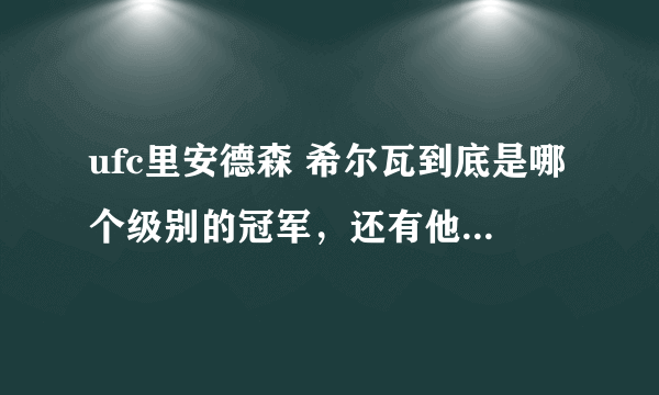 ufc里安德森 希尔瓦到底是哪个级别的冠军，还有他现在还比赛吗？