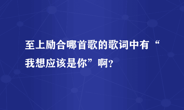 至上励合哪首歌的歌词中有“我想应该是你”啊？