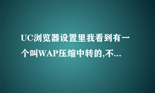 UC浏览器设置里我看到有一个叫WAP压缩中转的,不知道挑选打钩后会不会提高网页打开速度?