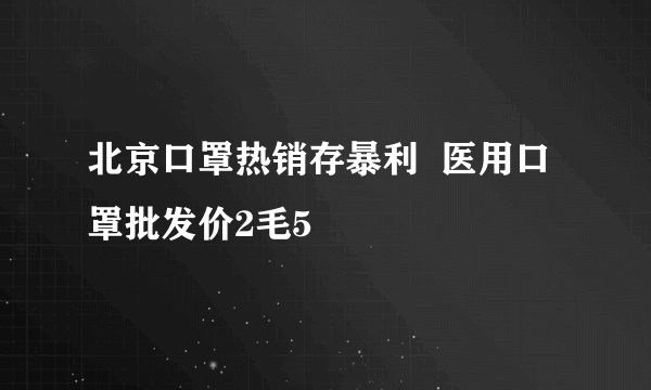 北京口罩热销存暴利  医用口罩批发价2毛5