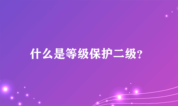 什么是等级保护二级？