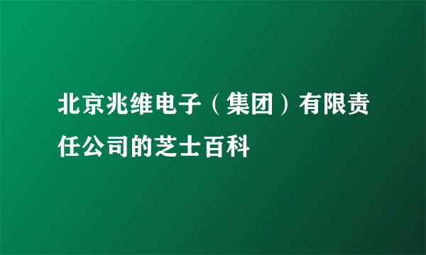 北京兆维电子（集团）有限责任公司的芝士百科