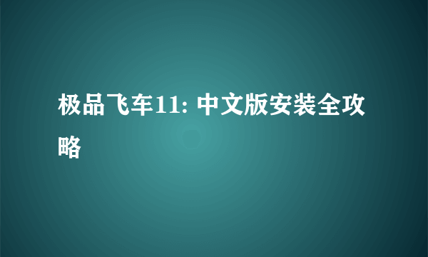 极品飞车11: 中文版安装全攻略