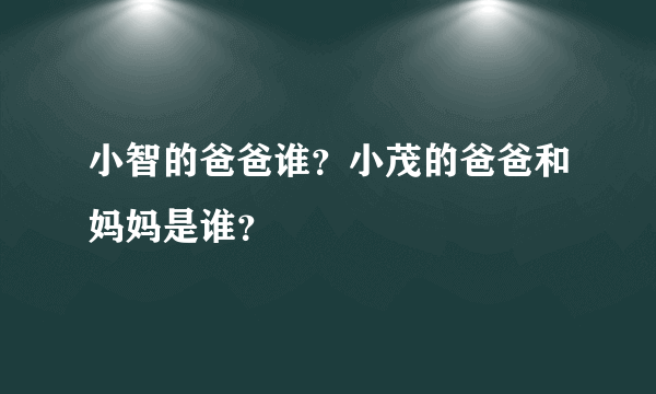 小智的爸爸谁？小茂的爸爸和妈妈是谁？
