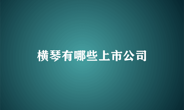 横琴有哪些上市公司
