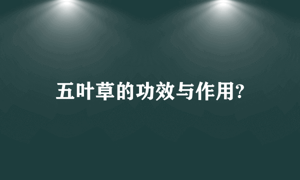 五叶草的功效与作用?